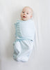 Amazing Baby - Premium Cotton Swaddle Wrap (Set of 3) - Tiny Elephants & Stripes, Pastel Blue