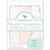 Amazing Baby – Muslin Swaddle Blankets - Pink Springfield (Set of 3)