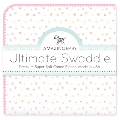 Amazing Baby - Ultimate Swaddle Blanket - Playful Dots, Multi Pink