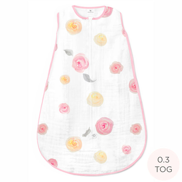 Amazing Baby - Muslin Non-Weighted zzZipMe Sack  - Watercolor Roses