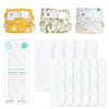 Honest® + Boosties - Hybrid Diaper Bundle - Set of 3 Covers + Reusable Inserts (5 Tri-Fold + 5 Boosters), Small, 8-15 lbs