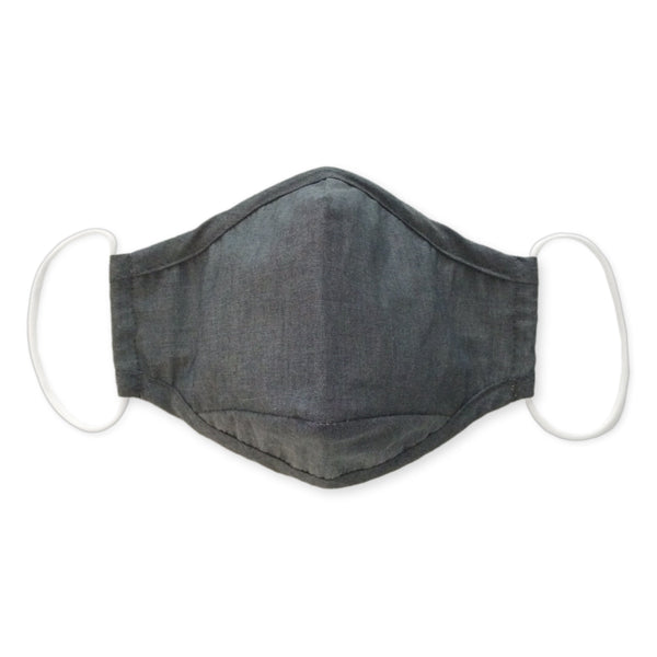 '3-Layer Woven Cotton Chambray Face Mask, Charcoal Gray' - Customized