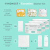 Honest® - Hybrid Diaper Starter Kit - Set of 3 Covers + Reusable Inserts (5 Tri-Fold + 5 Boosters) & 96pk of Boosties Disposable Inserts, Small - 8-15 lbs