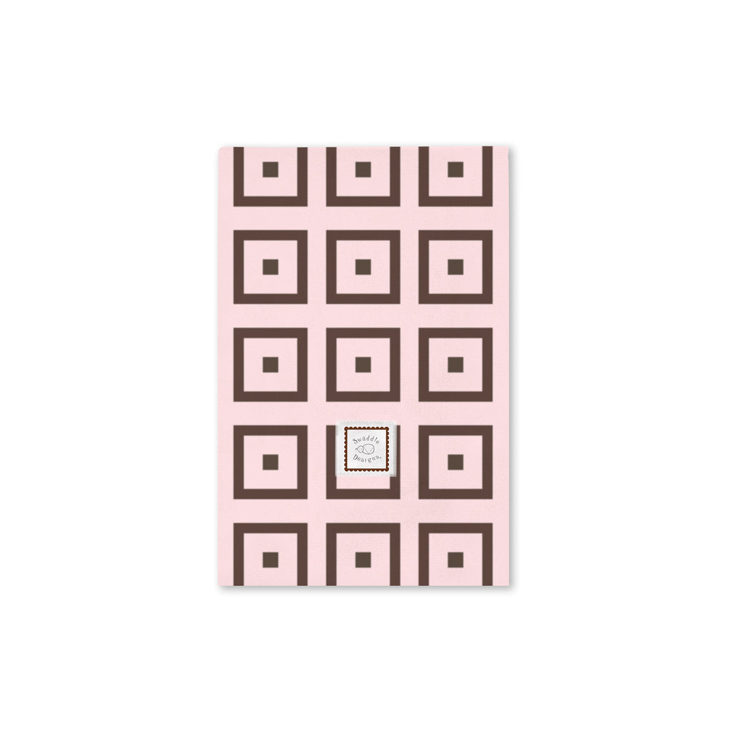 Baby Burpie - Brown Mod Squares on Pastel Pink