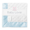 Baby Lovie -  White Plush Dots with White Mini Mod Circles on Pastel Blue Silky Satin Trim