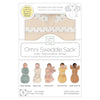 Omni Swaddle Sack with Wrap -  Arms Up Sleeves & Mitten Cuffs, Heathered Oatmeal with Polka Dot Trim - Cute Animal Face