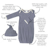 Pajama Gown and Hat Gift Set - Heathered Denim