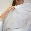 Muslin Swaddle - Alternating Stripes, Blue with Silver Shimmer