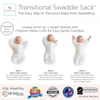 Amazing Baby - Transitional Swaddle Sack  - Arms Up 1/2-Length Sleeves & Mitten Cuffs, Tiny Elephants, Sterling