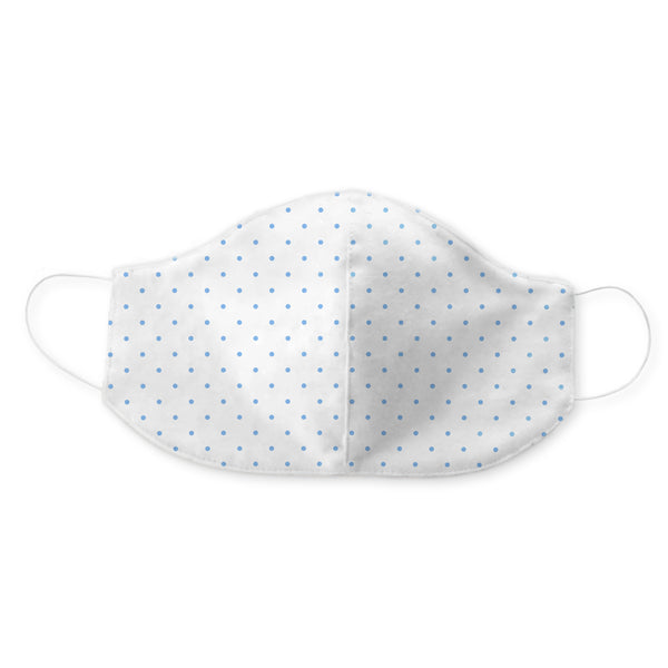 2-Layer Cotton Flannel Facemask - Polka Dots, Blue - 60pcs