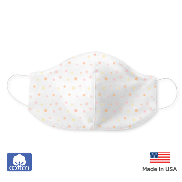 2-Layer Woven Soft Brushed Cotton Face Mask, Playful Dots, Pink, Made in USA