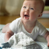 Baby Lovie -  White Plush Dots with Kiwi Silky Satin Trim