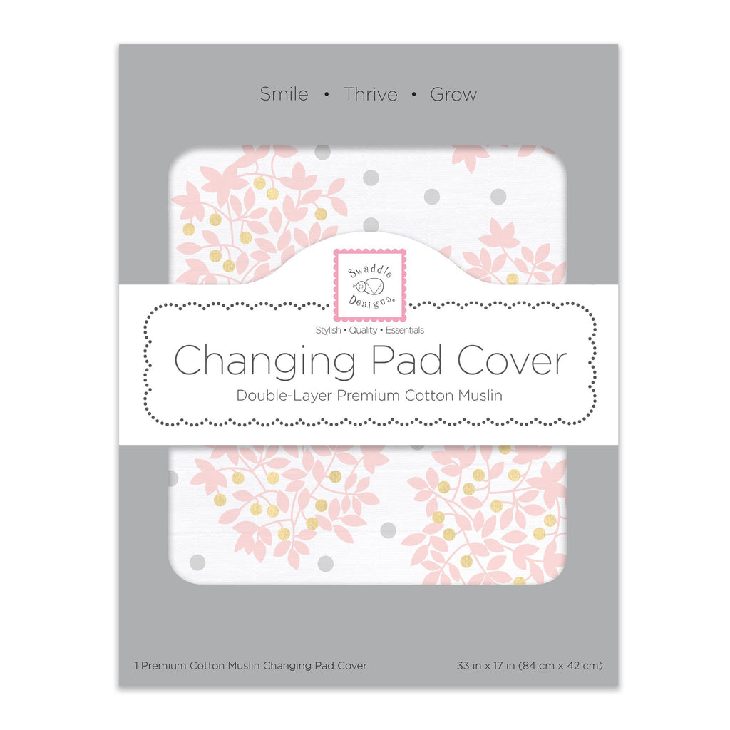 Muslin Changing Pad Cover - Heavenly Floral with Shimmer