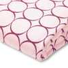 Flannel Fitted Crib Sheet - Jewel Tone Mod Circles, Very Berry