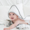Muslin + Terry Hooded Towel - Tiny Triangle Shimmer, Sterling