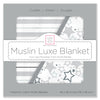 Muslin Luxe Blanket - 4-Layers of Incredibly Soft Muslin - Great for Toddler and Young Child, Reversible Design - Starshine and Stripes Shimmer, Sterling