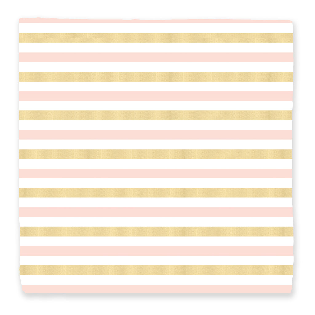 Muslin Swaddle Single - Alternating Stripes, Pink & Gold Shimmer