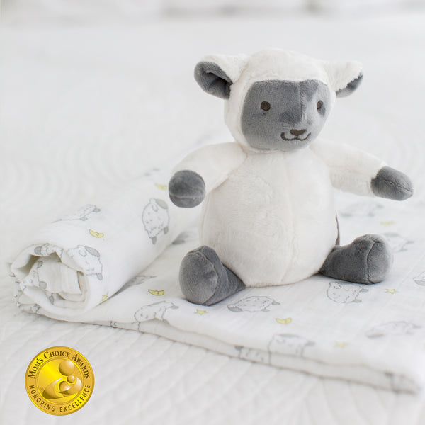 Muslin Swaddle and Plush Toy Set - Little Lamb Blanket and Little Lamb Plush Toy