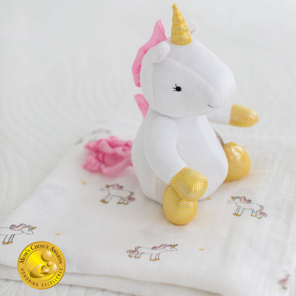 Muslin Swaddle and Plush Toy Set - Unicorn