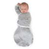 Omni Swaddle Sack with Wrap -  Arms Up Sleeves & Mitten Cuffs, Heathered Gray with Polka Dot Trim, Loved