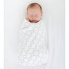 Stroller Blanket Puff Circles Truffle + Ultimate Swaddle Blanket Sterling Mod Circles on White with Coordinating Trim