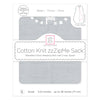 Soft Cotton Non-Weighted zzZipMe Sleeping Sack - Heathered Gray with Striped Trim