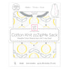 Soft Cotton Non-Weighted zzZipMe Sleeping Sack - Geo Floral, Yellow & Gray