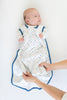 Soft Cotton Non-Weighted zzZipMe Sack - Tiny Triangles, Blues with Touch of Silver Shimmer