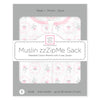 Muslin Non-Weighted zzZipMe Sack  - Posies, Pastel Pink