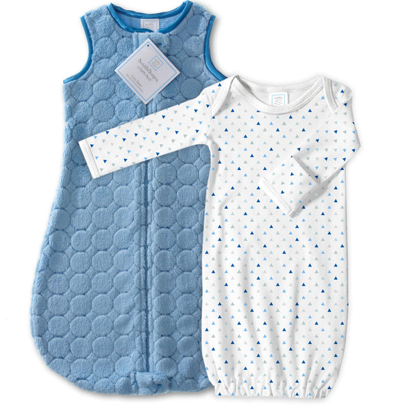 Cozy Puff Non-Weighted zzZipMe Sack + Pajama Gown Set, Blue - ONLY TWO LEFT
