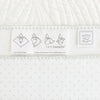 Ultimate Swaddle Blanket - Mod Circles on White, Sterling with Strawberry Trim