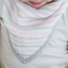 Marquisette Bandana Bib - Simple Stripes, Pastel Pink & Gray