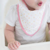 Muslin Bandana Bib - Tiny Triangles, Pinks with Touch of Gold Shimmer