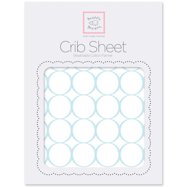 Fitted Flannel Crib Sheet - Mod Circles on White