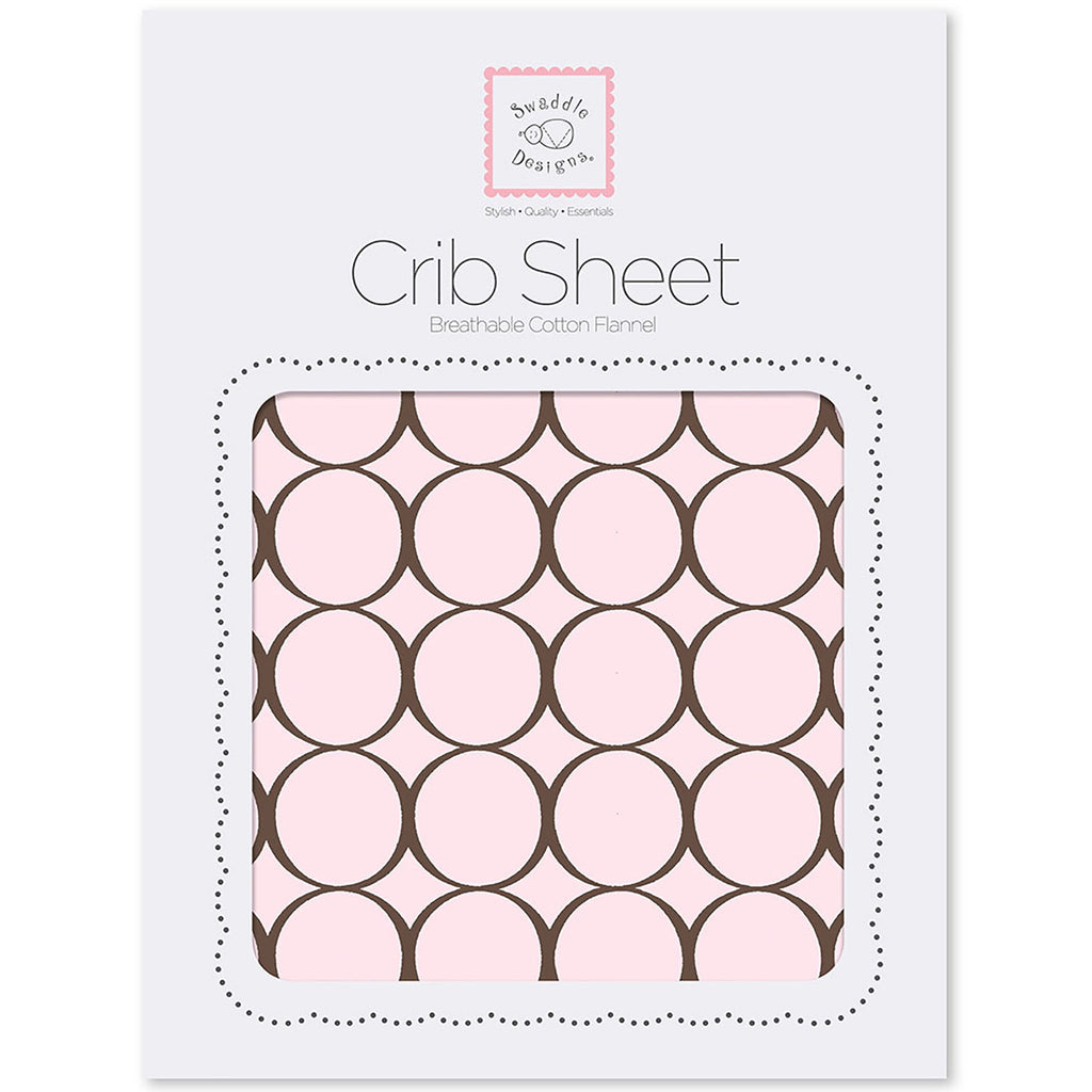 Fitted Flannel Crib Sheet - Brown Mod Circles