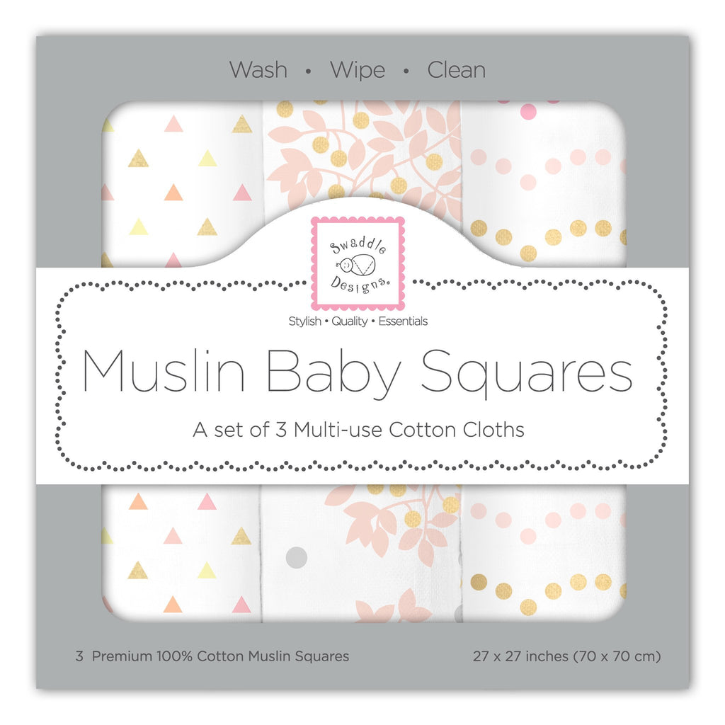 Muslin Squares - Heavenly Floral Shimmer (Set of 3)