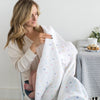 Marquisette Swaddle Blanket - Bubble Dots, Soft Black Pearl on White