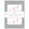Muslin Fitted Crib Sheet - Pink Thicket