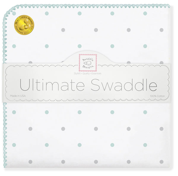 Ultimate Swaddle Blanket - Sterling Little Dots, Seacrystal - Customized