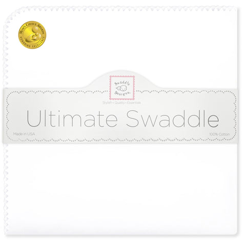 Ultimate Swaddle Blanket - White with Pastel Trim, White - Customized