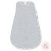 Soft Cotton Non-Weighted zzZipMe Sleeping Sack - Heathered Gray with Striped Trim