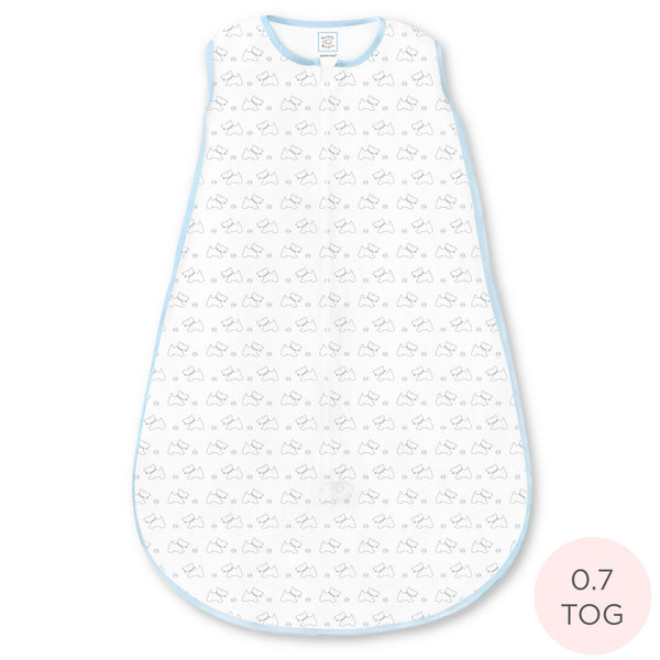 Soft Cotton Non-Weighted zzZipMe Sack - Tiny Doggies, Pastel Blue