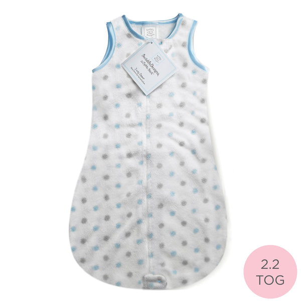 Cozy Non-Weighted zzZipMe Sack - Pastel Blue & Sterling Dots