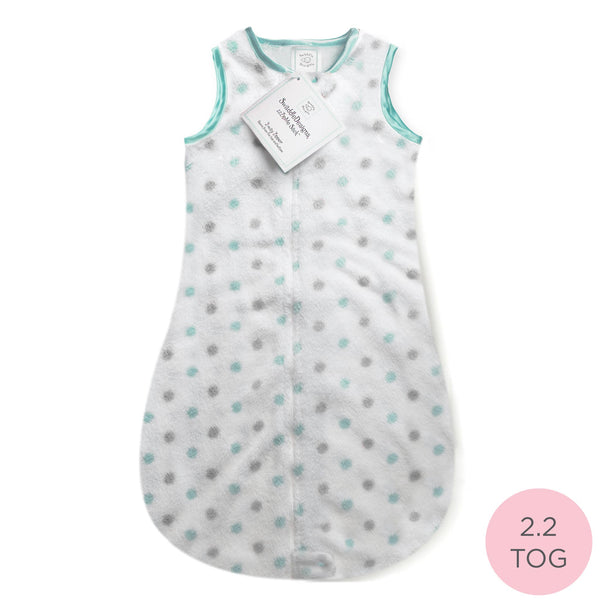 Cozy Non-Weighted zzZipMe Sack - Pastel Turquoise & Sterling Dots