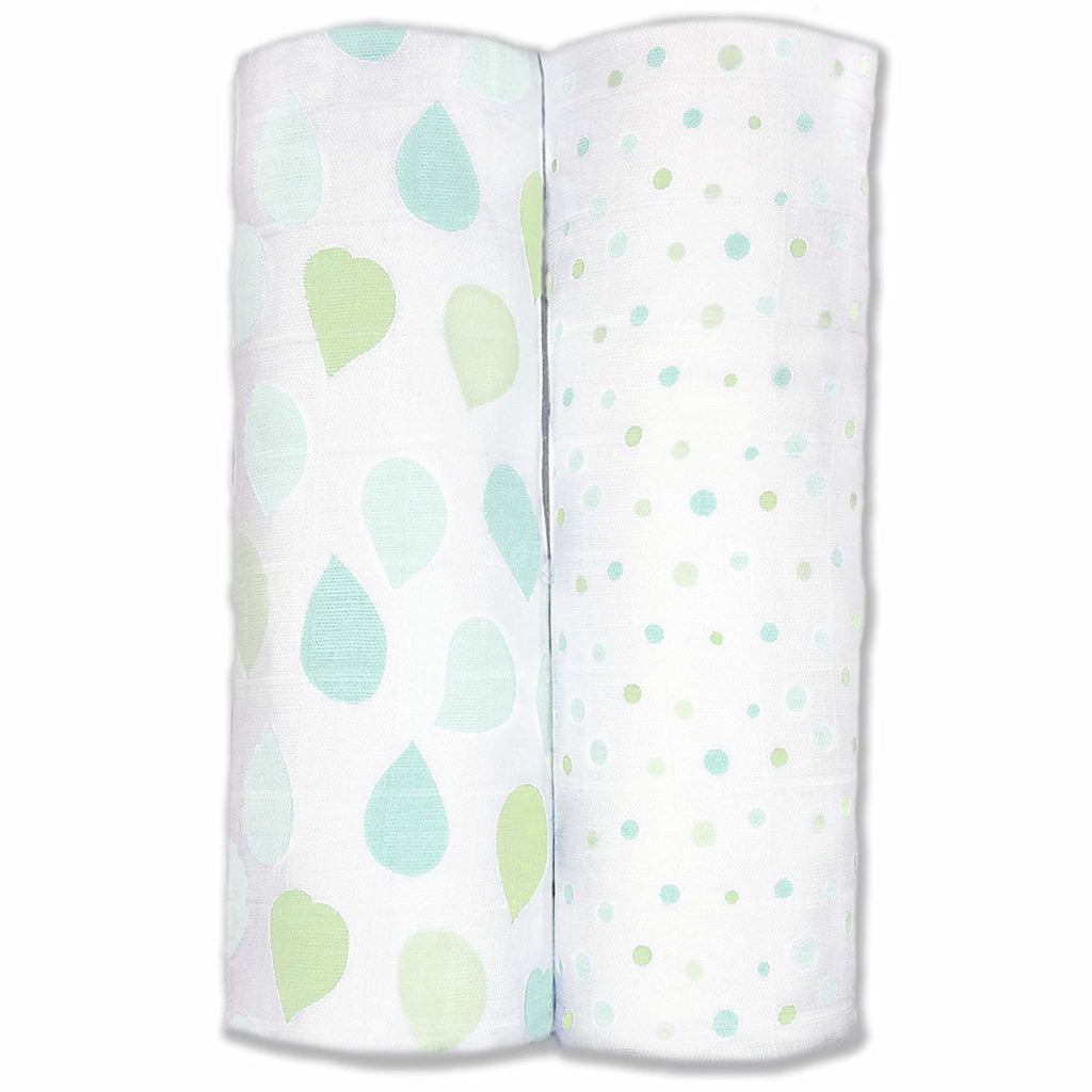 Amazing Baby - Silky Swaddle 2pk , Leaves & Dots