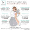 Amazing Baby - Omni Swaddle Sack with Wrap -  Arms Up Sleeves & Mitten Cuffs, Gray Stars