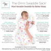 Amazing Baby - Omni Swaddle Sack with Wrap -  Arms Up Sleeves & Mitten Cuffs, Little Watercolor Roses