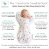 Amazing Baby - Transitional Swaddle Sack  - Arms Up 1/2-Length Sleeves & Mitten Cuffs, Little Watercolor Roses