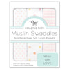 Amazing Baby – Muslin Swaddle Blankets - Pink Party (Set of 3)