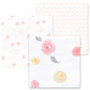 Amazing Baby – Muslin Swaddle Blankets - Watercolor Roses (Set of 3)